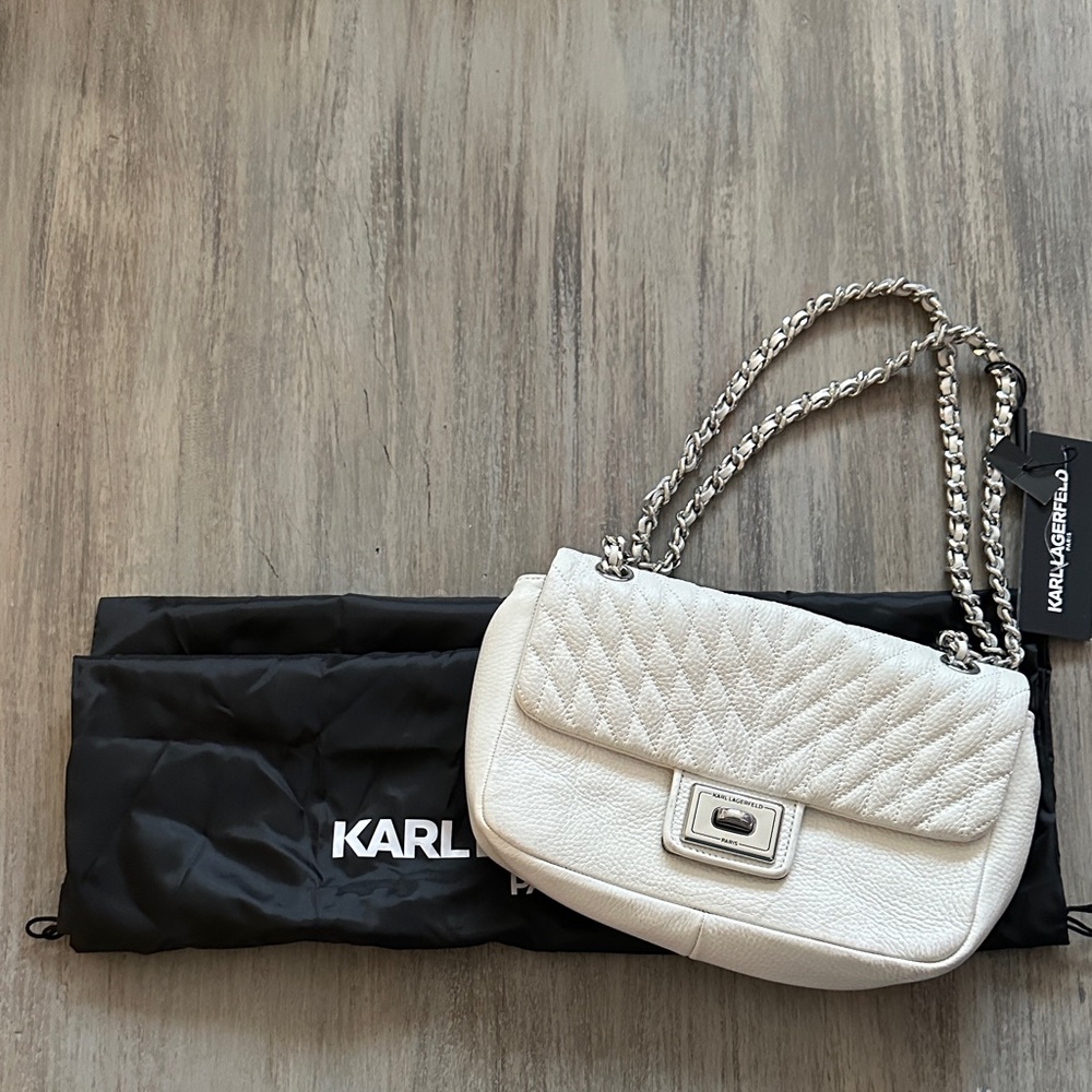 Karl Lagerfeld White Quilted Shoulder Bag (Read Description)